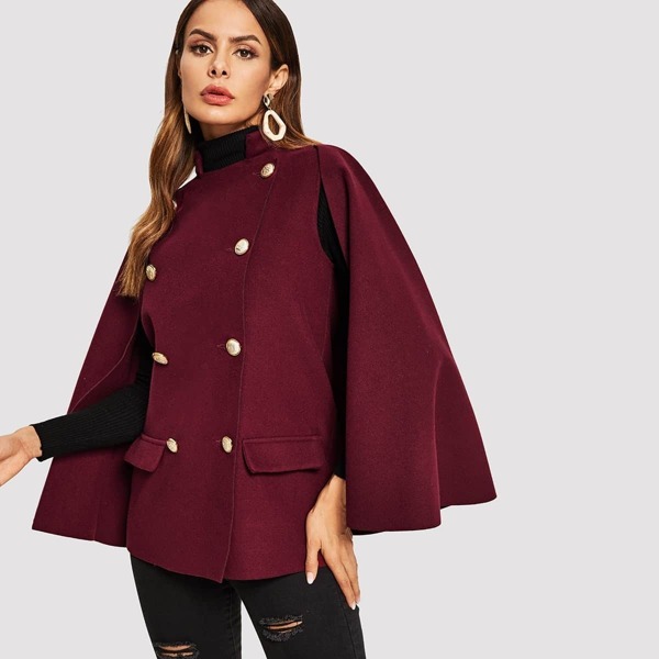 

Double Button Poncho Coat