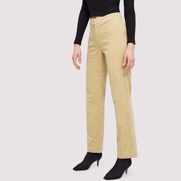 

Concealed Fly Straight Leg Pants, Beige