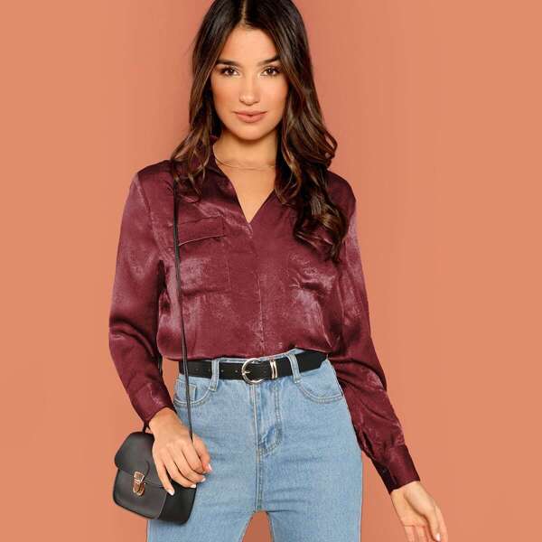 

Utility Satin Shirt, Burgundy