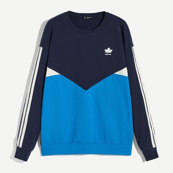 

Men Crew Neck Mixed Print Color-block Sweatshirt, Multicolor