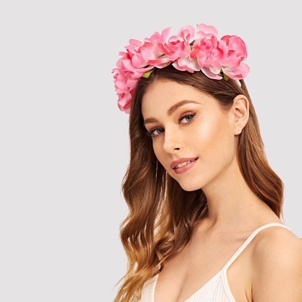 

Flower Decorated Headband, Pink