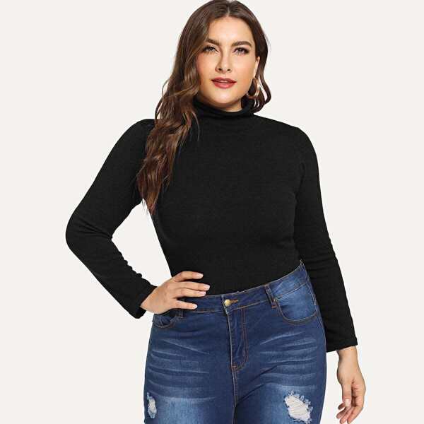 

Plus Slim Fitted Solid Sweater