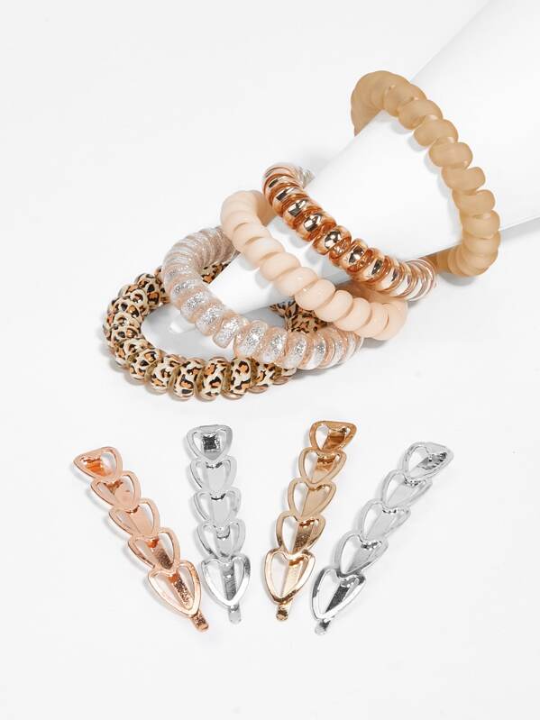 

Coil Hair Tie & Metal Hairpin 9pack, Multicolor