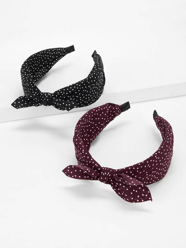 

Dot Print Bow Knot Headband 2pack, Multicolor