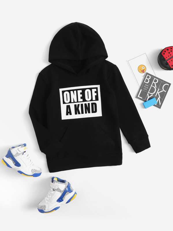 

Boys Slogan Graphic Hoodie, Black