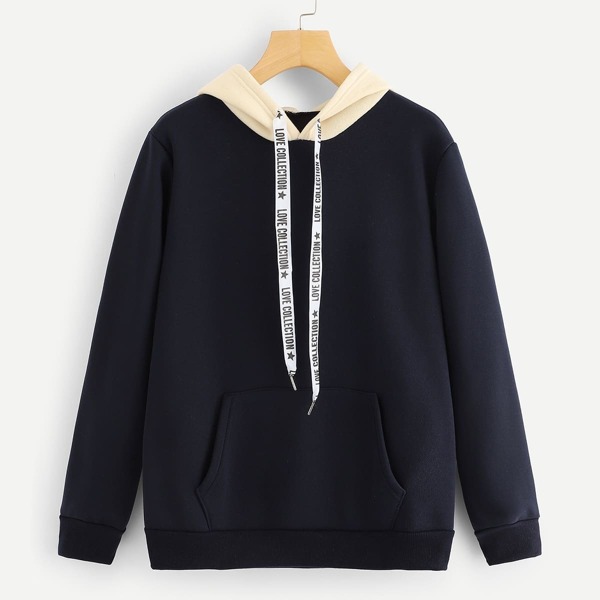 

Kangaroo Pocket Contrast Hooded Sweatshirt