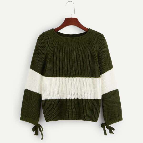 

Knot Sleeve Raglan Sleeve Sweater