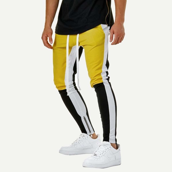 

Men Drawstring Waist Zipper Hem Joggers