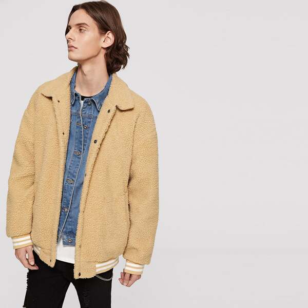 

Men Single Breasted Teddy Jacket