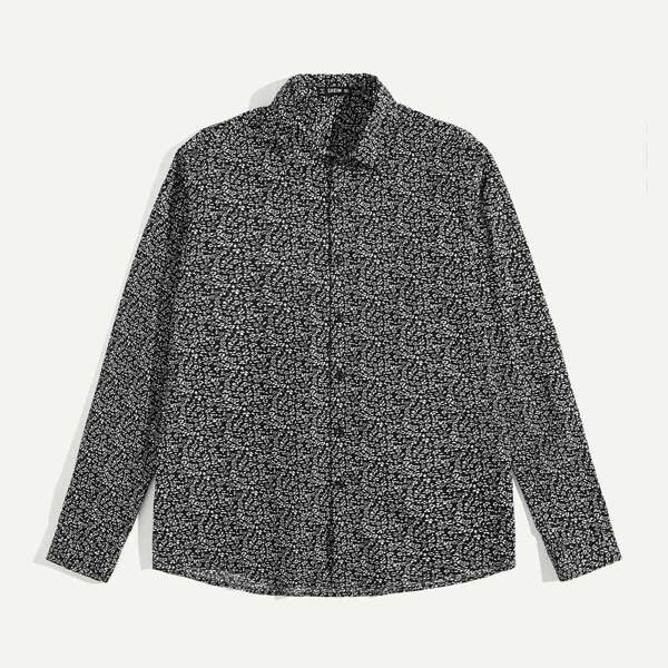 

Men Allover Print Shirt, Black and white