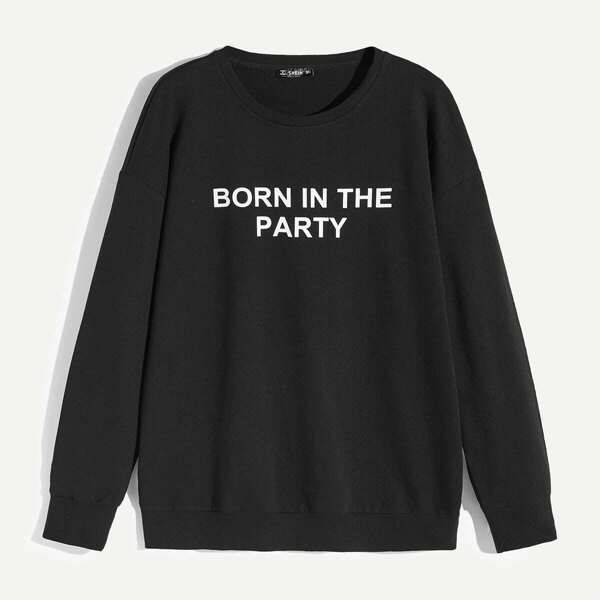 

Men Drop Shoulder Letter Pullover