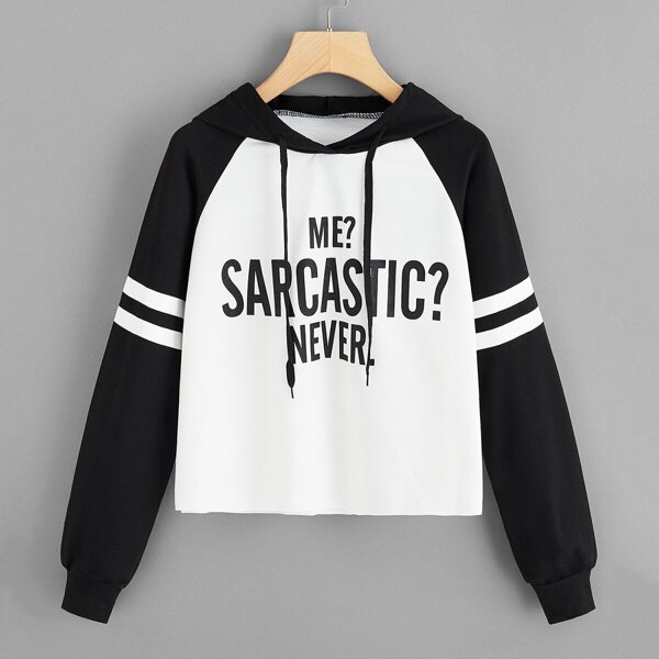 

Raglan Sleeve Letter Hoodie