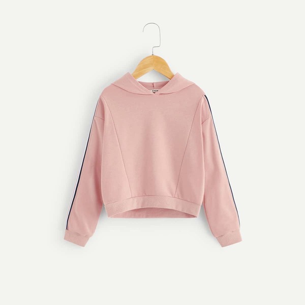 

Girls Cut-and-sew Striped Sleeve Hoodie