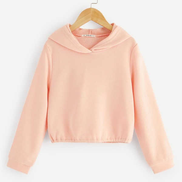 

Girls Solid Crop Hoodie