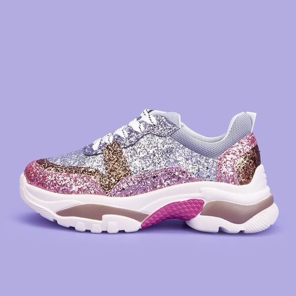

Lace-up Glitter Sneakers, Multicolor