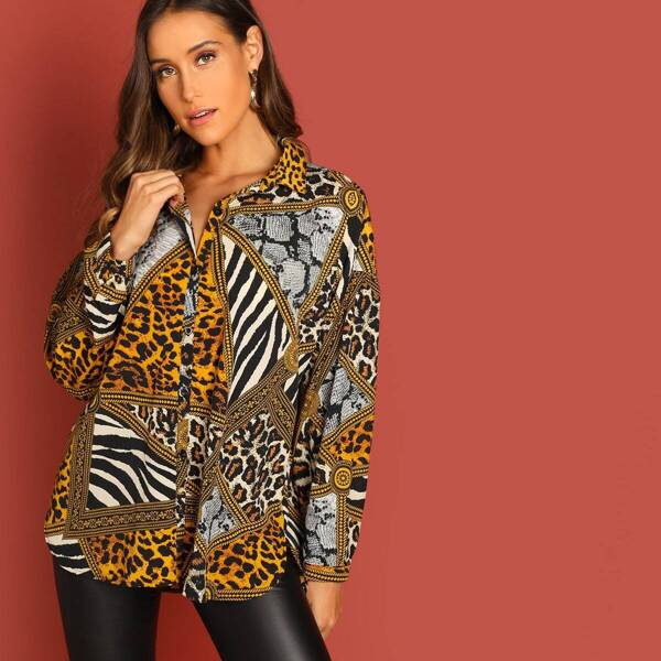 

Leopard Print Longline Blouse