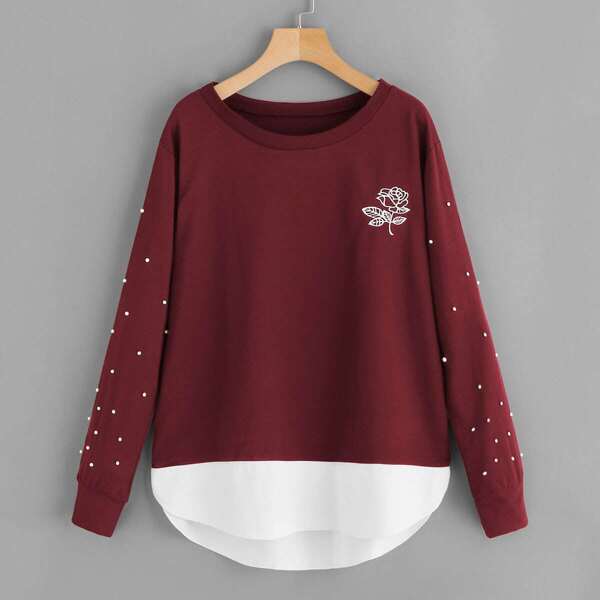 

Plus Pearls And Embroidery 2 In 1 Sweatshirt