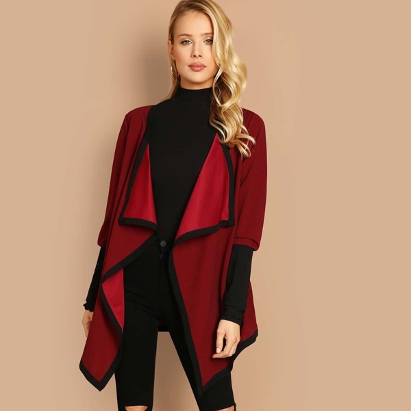 

Contrast Trim Waterfall Coat