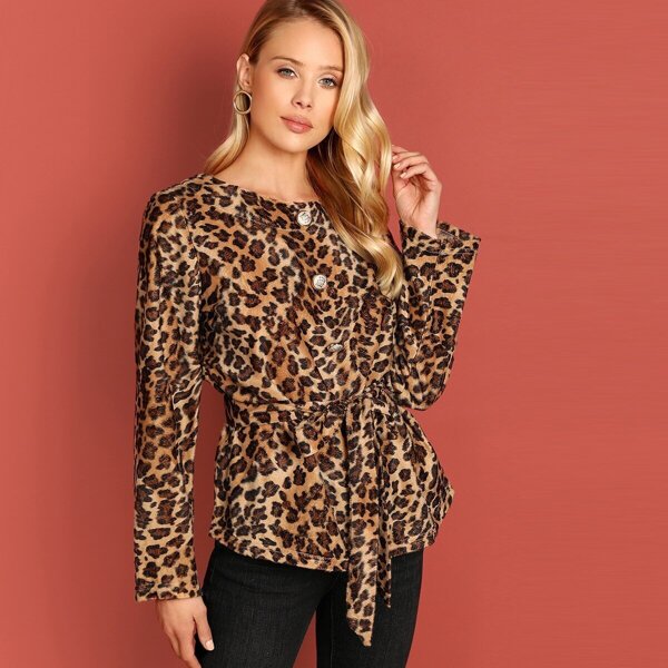 

Button Up Leopard Coat, Multicolor