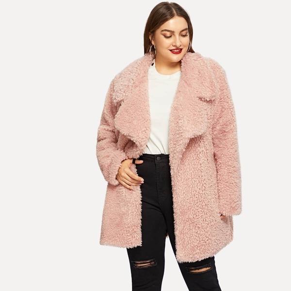 

Plus Notch Collar Teddy Coat