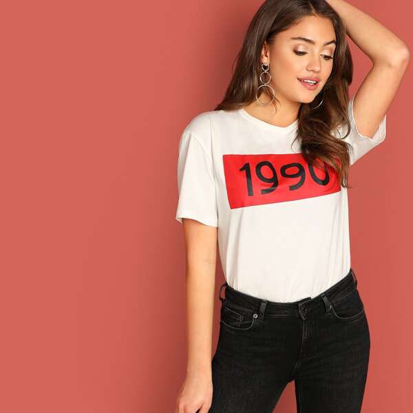 

Short Sleeve Letter Print Tee