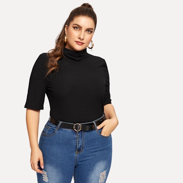 

Plus Rib-knit Form Fitting Tee