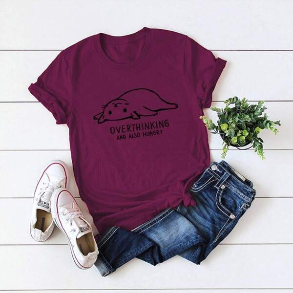 

Cat And Letter Print Tee