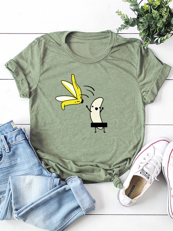 

Cartoon Print Tee, Green