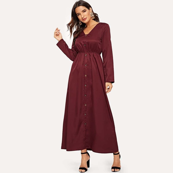 

V Neck Fit & Flare Shirt Dress