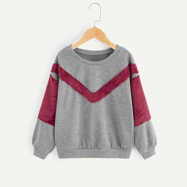 

Girls Contrast Faux Fur Tunic Pullover