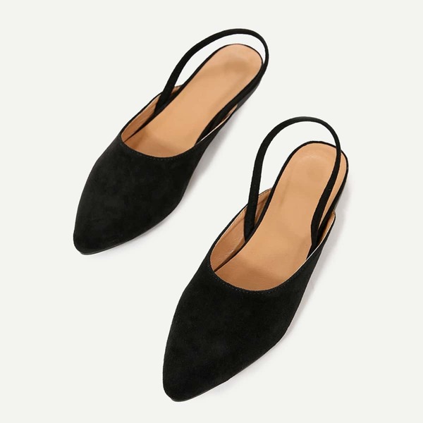 

Suede Slingback Flats, Black