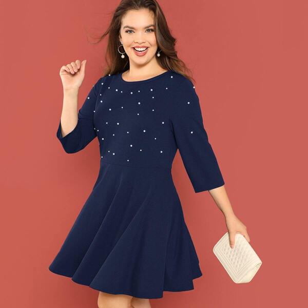 

Plus Pearls Beaded Pleated Dress
