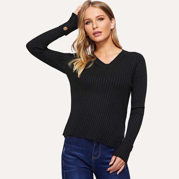 

Slit Side Rib-knit Sweater