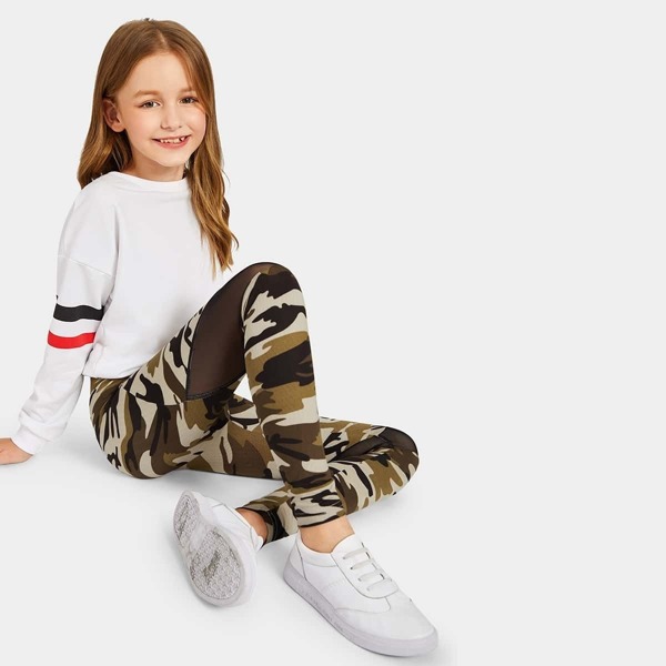

Girls Mesh Insert Camo Print Leggings