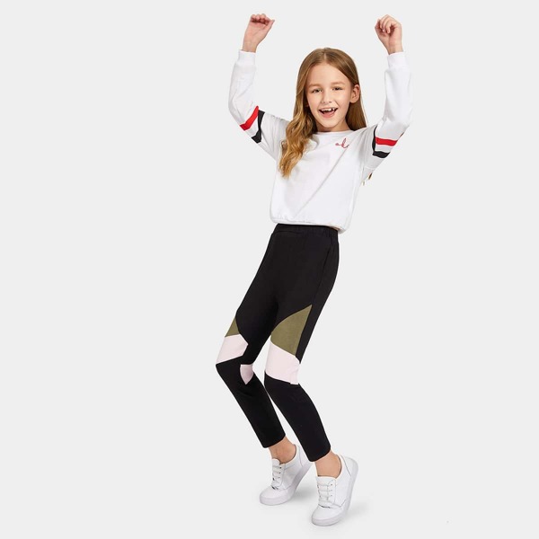 

Girls Elastic Waist Color Block Pants