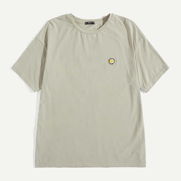 

Men Drop Shoulder Patch Detail Tee