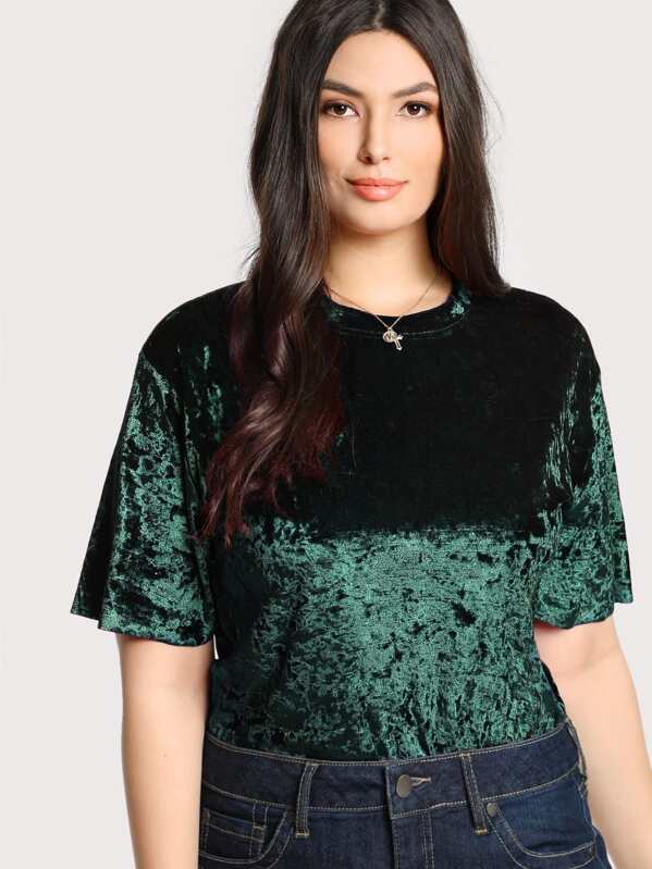 

Plus Solid Velvet T-shirt, Green, Elisa Krug
