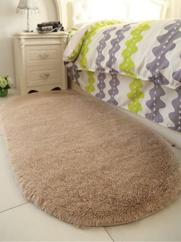 

Plain Fluffy Floor Mat, Khaki