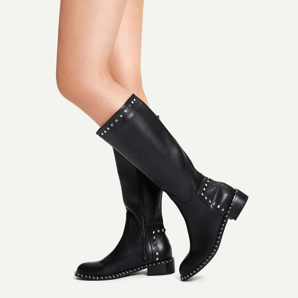

Studded Decor Side Zipper Boots