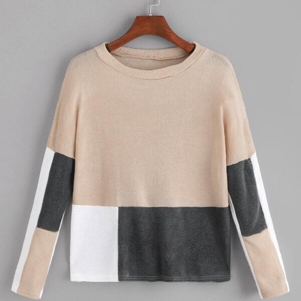 

Cut And Sew Panel Sweater, Multicolor