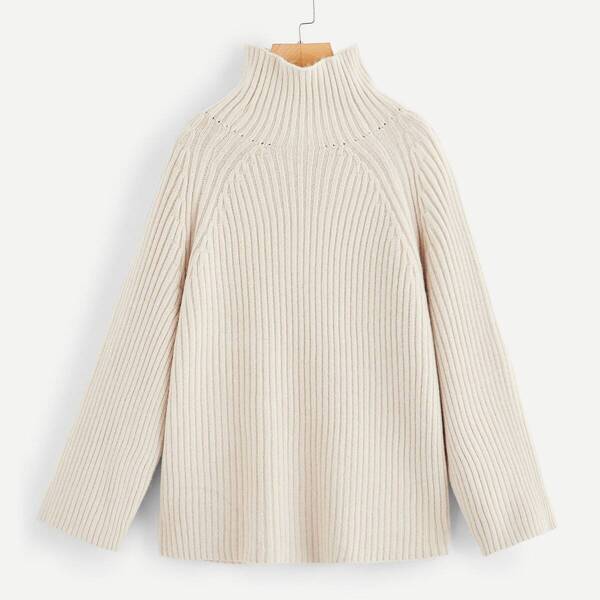 

Plus Raglan Sleeve High-neck Sweater
