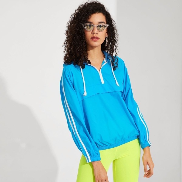 

Zip Up Drawstring Hoodie Jacket, Blue