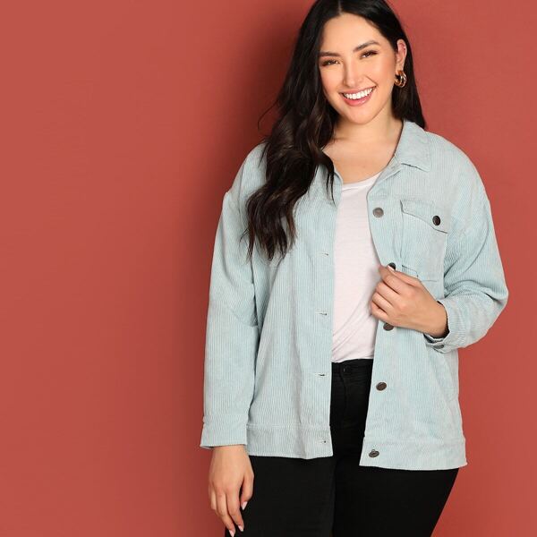 

Plus Button & Pocket Front Cord Jacket