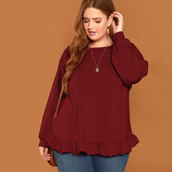 

Plus Ruffle Hem Solid Top