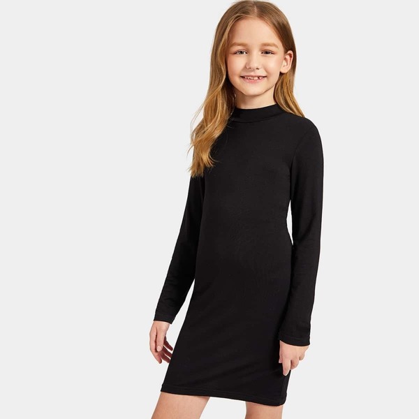 

Girls Mock-neck Form Fitted Dress