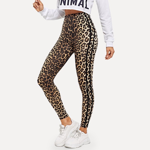 

Contrast Sideseam Leopard Leggings