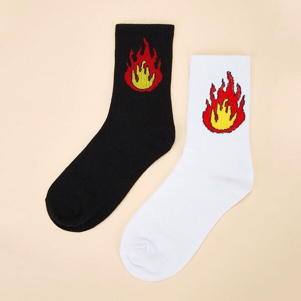 

Men Flame Pattern Ankle Socks 2pairs