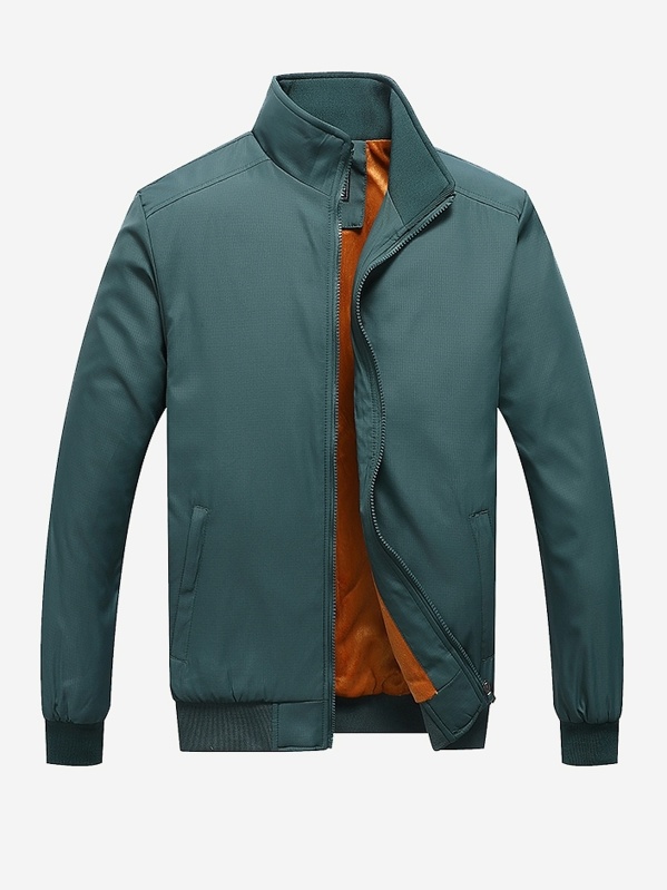 

Men Solid Contrast Lined Jacket, Green