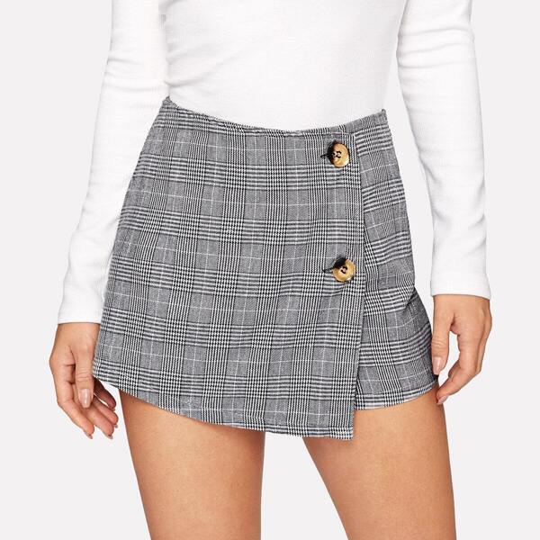 

Button Front Plaid Shorts
