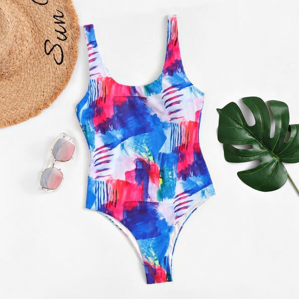 

Tie Dye Scoop Neck Low Back One Piece Swimsuit